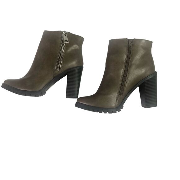 Mossimo Taupe Side Zipper Block Heel Pointy Toe Ankle Booties - Picture 7 of 10